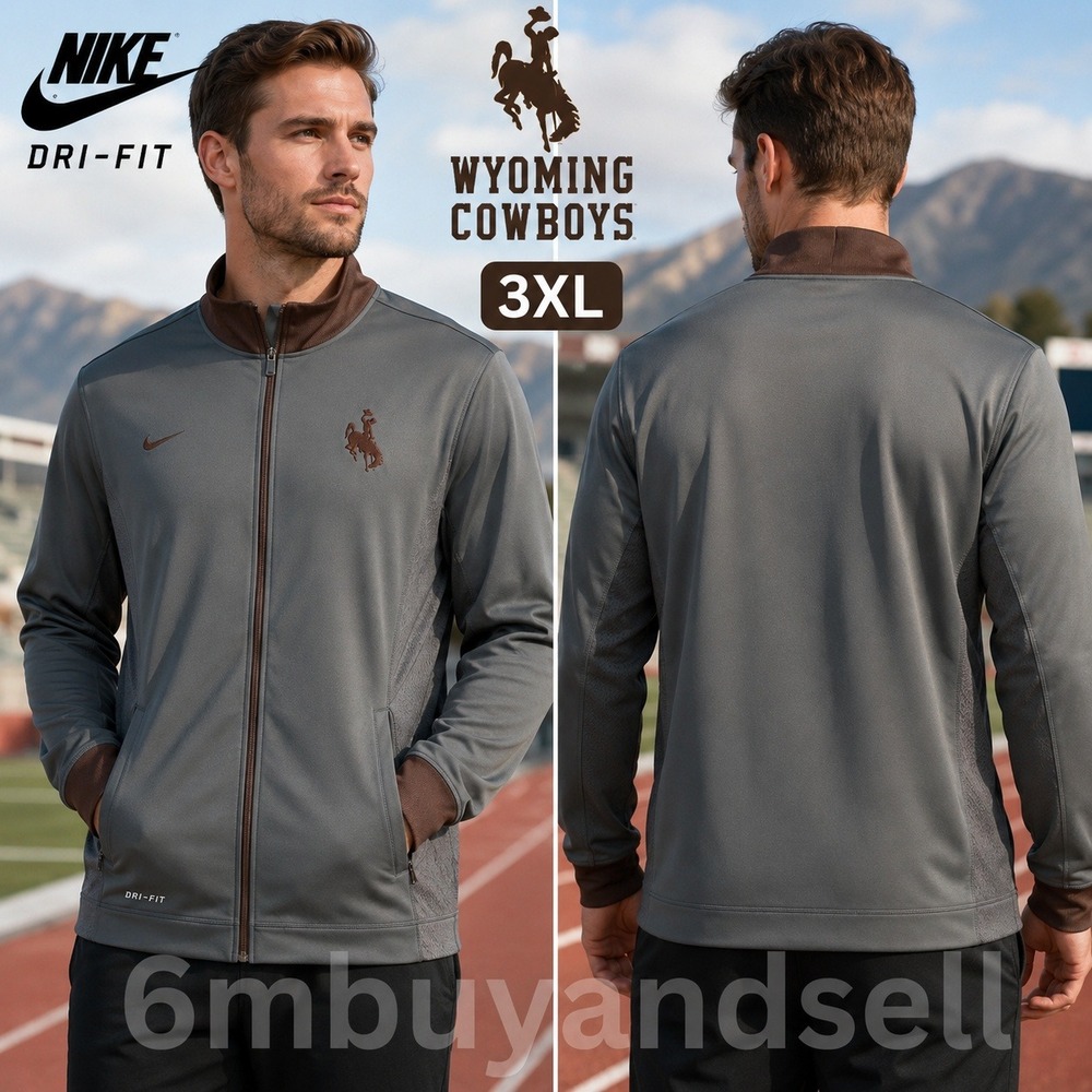 Nike Wyoming Cowboys Dri-FIT Full Zip Track Jacket Gray Brown 3XL 473538-375